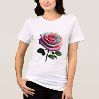 Roos met stengel en bladeren Bella + Canvas Women' Tri-Blend Shirt