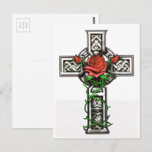 Roos met tattoo briefkaart (Voorkant / Achterkant)