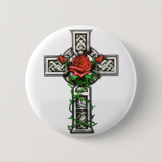 Roos met tattoo ronde button 5,7 cm