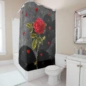 Roos met thorns en harten douchegordijn (In situ)