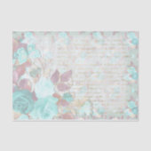 Roos met Turquoise-handschrift Tissuepapier (Voorkant)