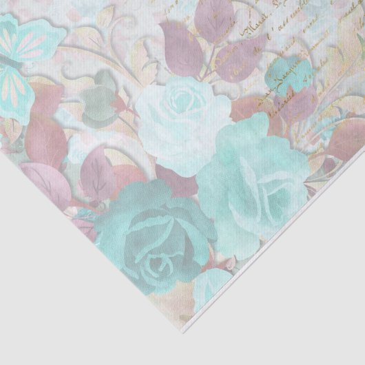 Roos met Turquoise-handschrift Tissuepapier (Detail)