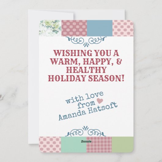  roos met vierling kerstkaart (Achterkant)