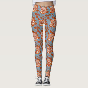 Roos Met Warme Tinten Van Oranje En Roest Leggings