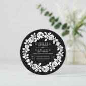 Roos met zwarte en witte, moderne bruiloft kaart (Staand voorkant)