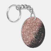 Roos met zwarte glitter  tekst sleutelhanger (Voorkant Links)
