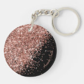 Roos met zwarte glitter  tekst sleutelhanger (Achterkant)