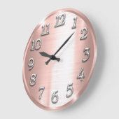 Roos Metallic Arabic Numbers Silver Grey Grote Klok (Hoek)