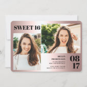 Roos metallisch vet 3 foto's Zoet 16 jaar Kaart (Voorkant)