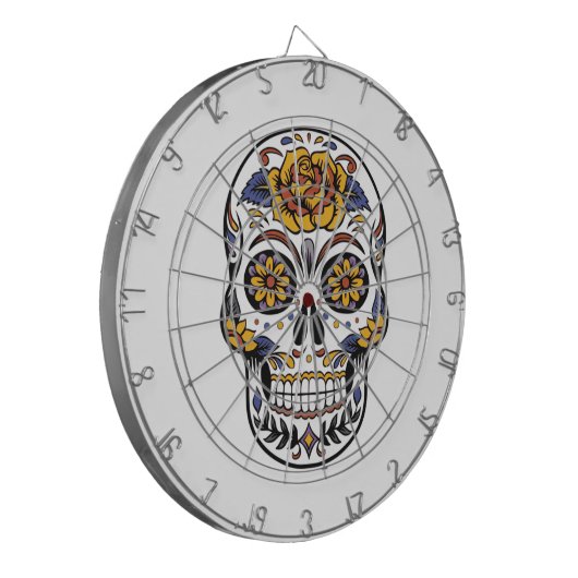 Roos Mexicaanse suikerschedeldag van de dood Dartbord (Voorkant Links)