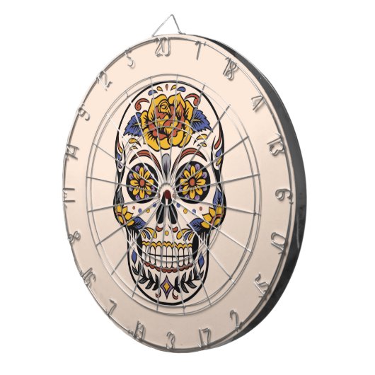 Roos Mexicaanse suikerschedeldag van de dood Dartbord (Voorkant Rechts)