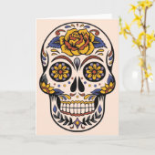 Roos Mexicaanse suikerschedeldag van de dood Kaart (Gele Bloem)