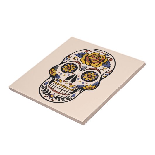 Roos Mexicaanse suikerschedeldag van de dood Tegeltje (Zijkant)