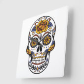 Roos Mexicaanse suikerschedeldag van de dood Vierkante Klok (Hoek)