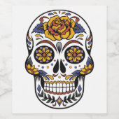 Roos Mexicaanse suikerschedeldag van de dood Wijn Etiket (Enkel label)