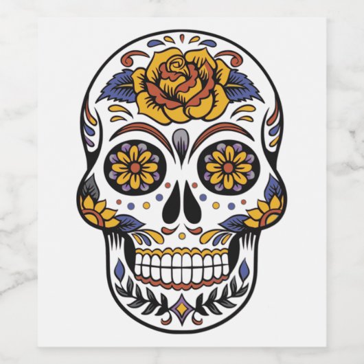 Roos Mexicaanse suikerschedeldag van de dood Wijn Etiket (Enkel label)
