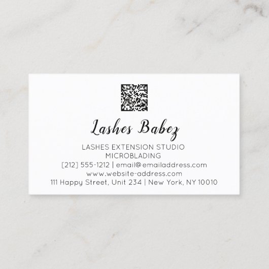 Roos Microblading Makeup Eyelashes QR Code Logo Bu Visitekaartje (Achterkant)