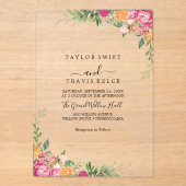 Roos Minimal Modern Acryl bruiloft Uitnodigen Acryl Uitnodigingen (Voorkant)