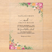 Roos Minimal Modern Acryl bruiloft Uitnodigen Uitnodigingen (Voorkant)