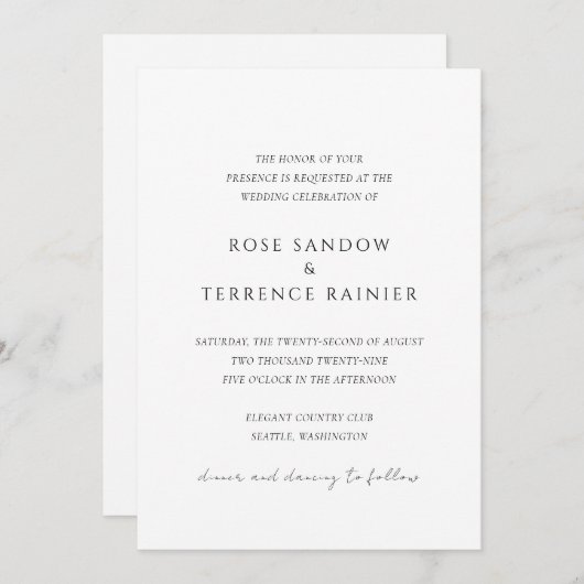 Roos Modern Classy Elegant Wedding Kaart (Voorkant / Achterkant)