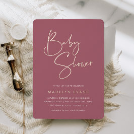 Roos | Modern minimalistisch script Baby shower Folie Uitnodiging