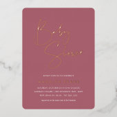 Roos | Modern minimalistisch script Baby shower Folie Uitnodiging (Voorkant)