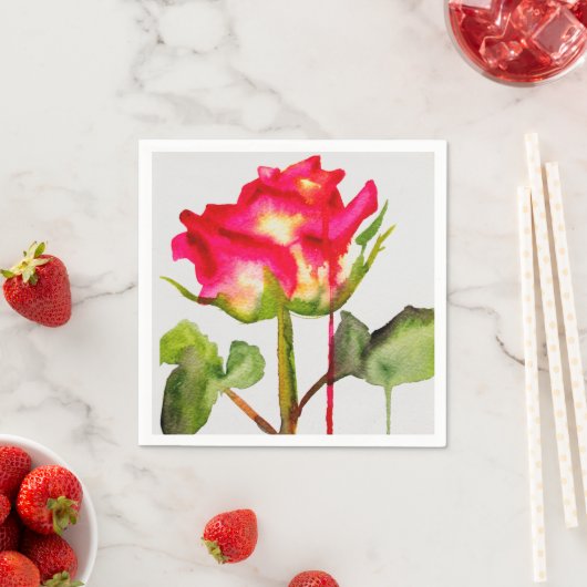 Roos moderne bloemen servet (Insitu)