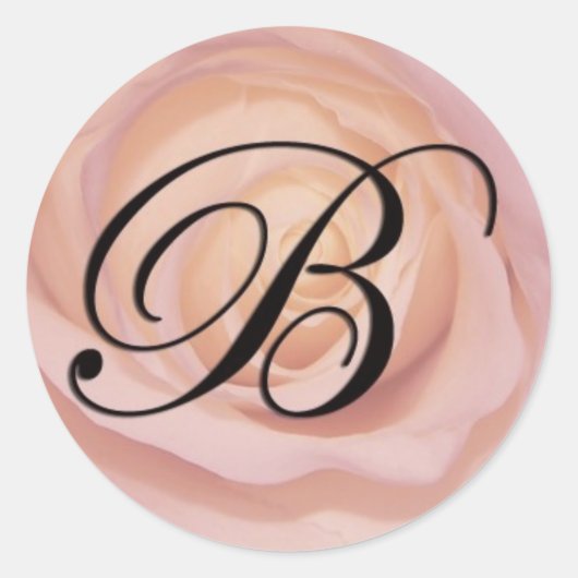 Roos monogram B Ronde Sticker (Voorkant)