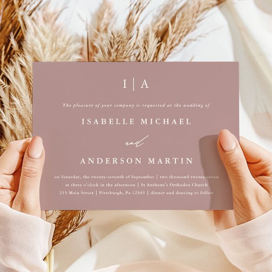  Roos Monogram Foto bruiloft Kaart