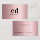 Roos monogram initialen minimalistisch roze stof visitekaartje (Voorkant / Achterkant)