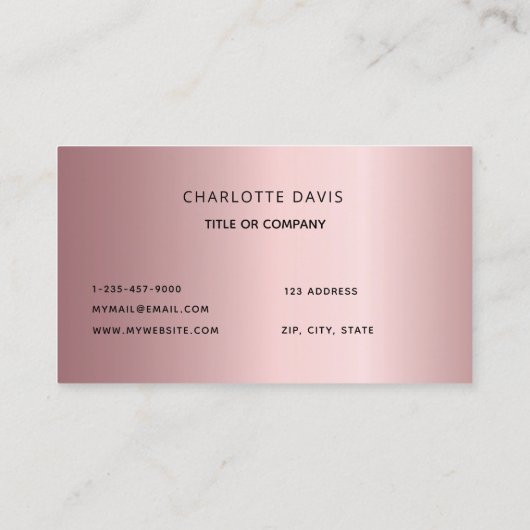 Roos monogram initialen minimalistisch roze stof visitekaartje (Achterkant)
