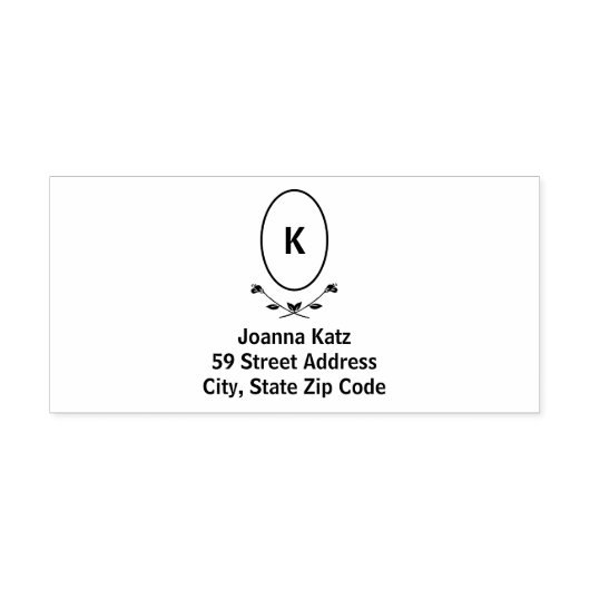 Roos monogram retouradres rubberstempel (Afrduk)