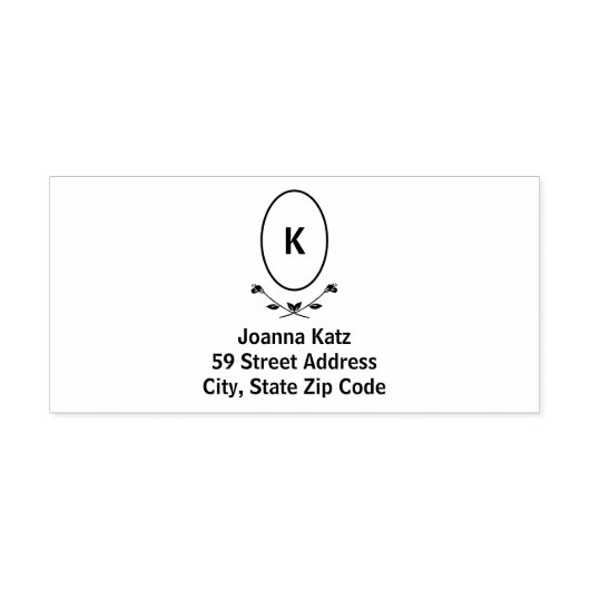 Roos monogram retouradres  zelfinktende stempel (Design)