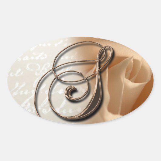 Roos Monogram S Ovale bruiloft voor zegels (Voorkant)