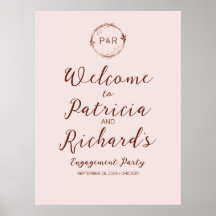 Roos Monogram Verloving Feest Welkom Bord