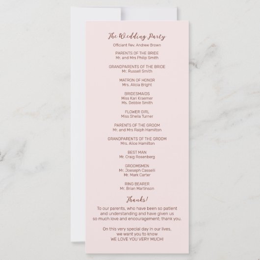 Roos Monogram Weddenschappen Programma 4x9 Kaart (Achterkant)