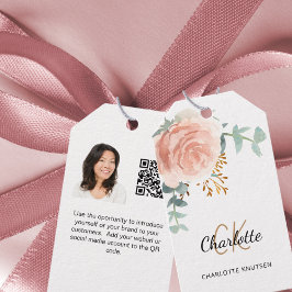 Roos monogram zakelijk QR foto Instagram label Cadeaulabel