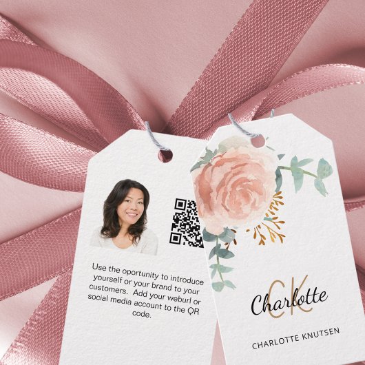 Roos monogram zakelijk QR foto Instagram label Cadeaulabel