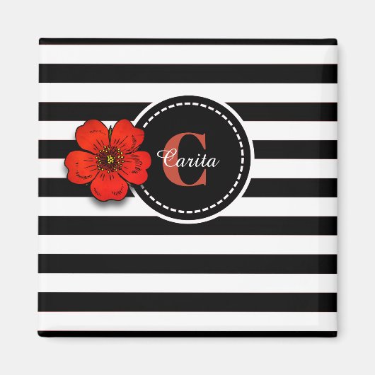 Roos Monogrammed Magnet (Voorkant)