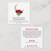 Roos Moon Crystal Candle Inention Spell Vierkante Visitekaartje (Voorkant / Achterkant)