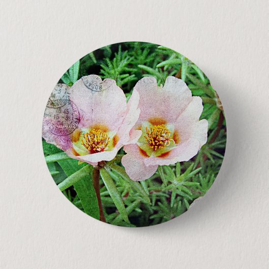 Roos Moss Flowers Ronde Button 5,7 Cm (Voorkant)