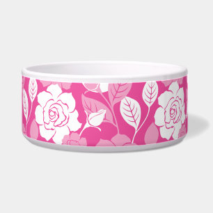 ROOS MOTIEF IN ROZE VOERBAKJE