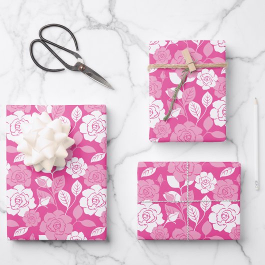 ROOS MOTIEF (ROZE) INPAKPAPIER VEL (Voorkant)