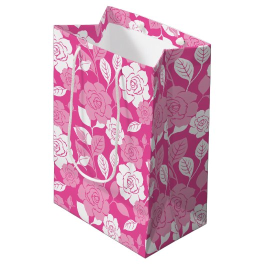 ROOS MOTIEF (ROZE) MEDIUM CADEAUZAKJE (Voorkant Gekanteld)