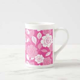 ROOS MOTIEF (ROZE) PORSELEIN KOP