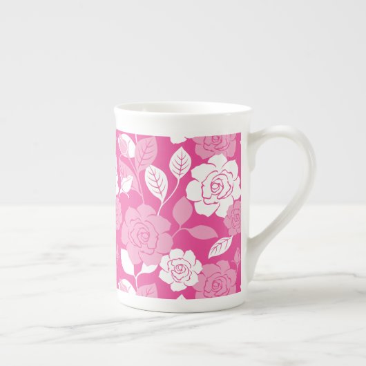 ROOS MOTIEF (ROZE) PORSELEIN KOP (Rechts)