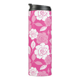 ROOS MOTIEF (ROZE) THERMOSBEKER