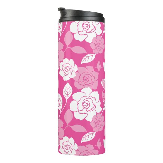 ROOS MOTIEF (ROZE) THERMOSBEKER (Geroteerd rechts)