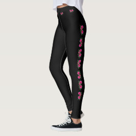 Roos Motief Zwart  Leggings