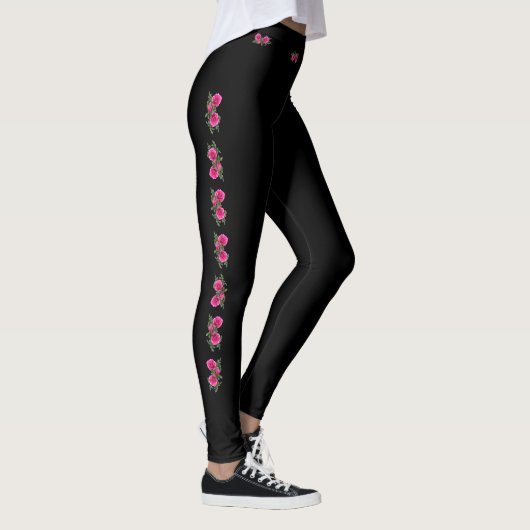 Roos Motif Zwart Leggings (Rechts)